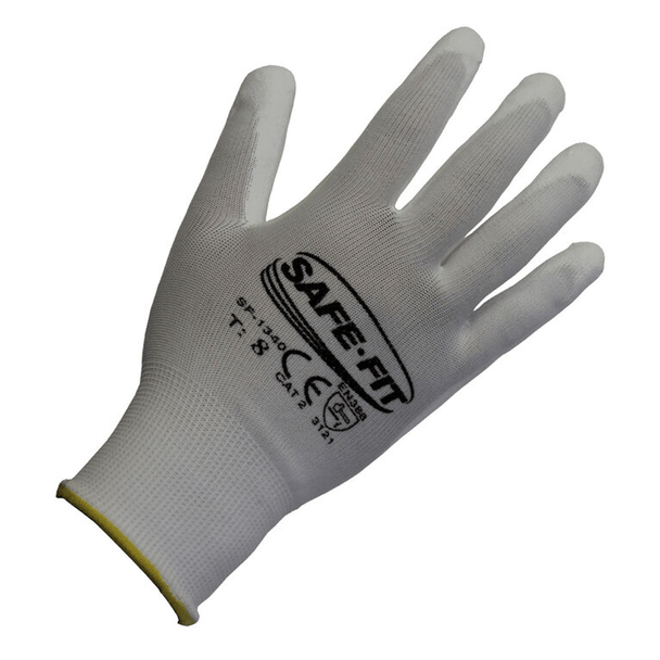 Guante para Manejo de Piezas Pequeñas con Recubrimiento de Poliuretano Blanco SAFE-FIT 1340