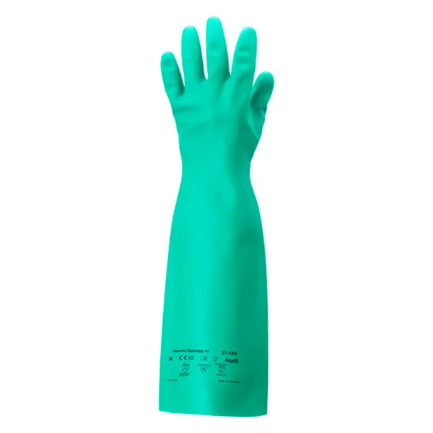 Guante para Protección Química Solvex de Nitrilo Verde ANSELL 37-185