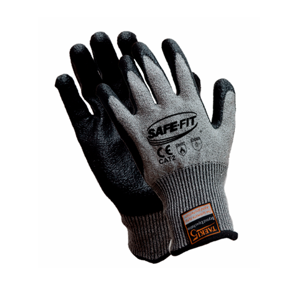 Guante Resistente al Corte A5 con Recubrimiento de Nitrilo Hct Gris SAFE FIT T501
