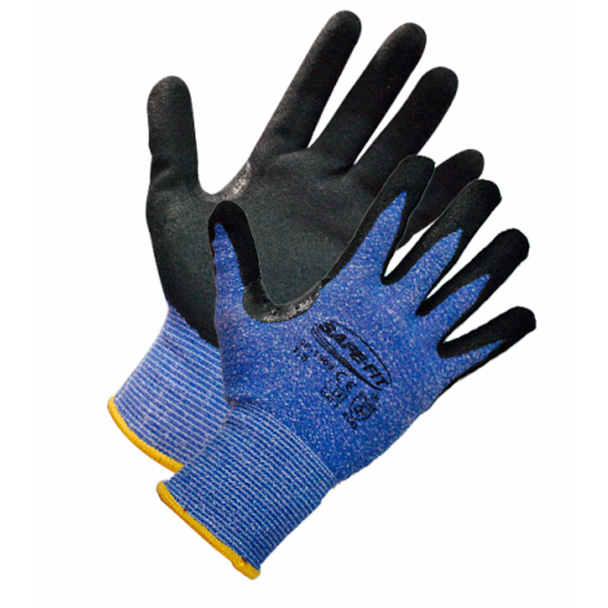 Guante Resistente al Corte A5 Recubierto de Nitrilo Microporoso Azul SAFE FIT 1509