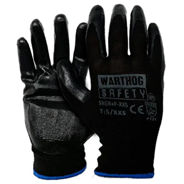 Guante Resistente para Trabajos Finos Recubierto de Nitrilo Negro WARTHOG SRGN+P 