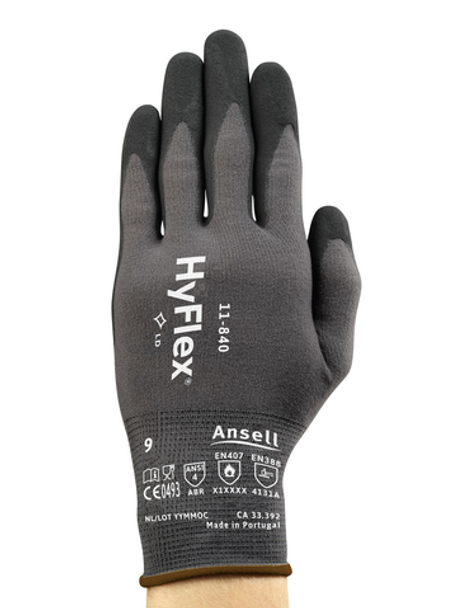 Guantes con Protección Abrasiva Nitrilo Negro ANSELL 11-840