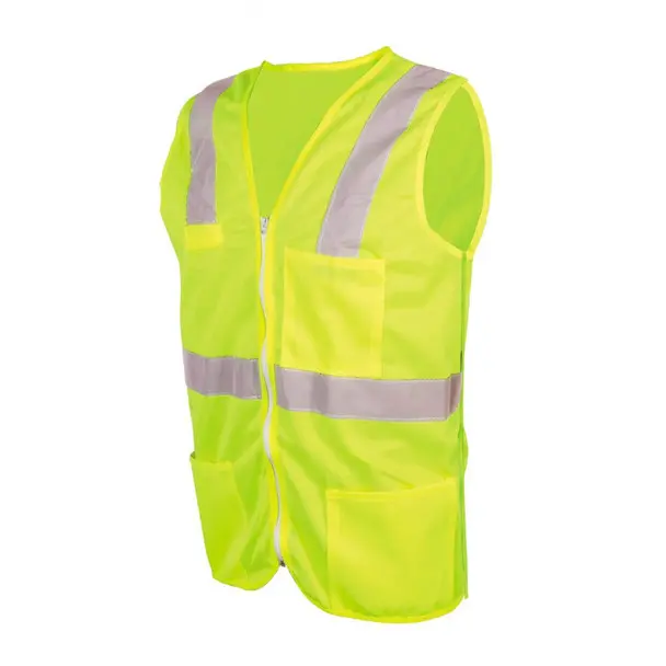 Chaleco de Alta Visibilidad con Cremallera de Poliéster Amarillo T-L JYRSA SR-1020AMCR