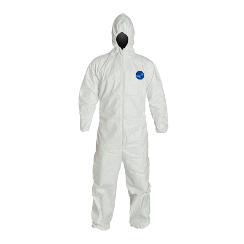 TYVEK 400® COVERALLS WITH HOOD AND ELASTIC ADJUSTMENTS WHITE COLOR DUPONT™ TY127S