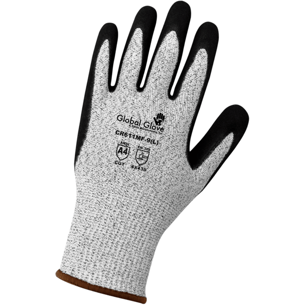 GLOVE WITH ANSI 4 CUT RESISTANCE WITH GRAY HPPE FIBER T-8 SAFE-FIT CR611MF PACK 12 PAIRS