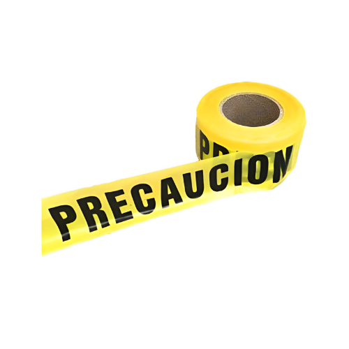 CINTA DELIMITADORA COLOR AMARILLO CON LEYENDA “PRECAUCIÓN” SERSA BARO