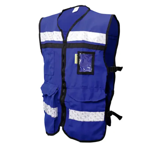 [JYR-SR2040AZCR] Chaleco Rescatista Ligero Costados Abiertos Azul Rey T-L JYRSA SR-2040AZCR