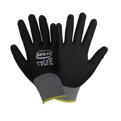 [SF-1400] Guante para Manejo de Piezas Medianas o Grandes de Nylon Gris SAFE-FIT 1400