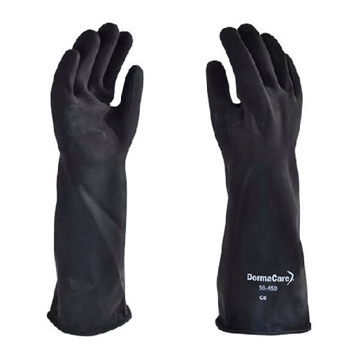 [DC-56450] BLACK LATEX CHEMICAL RESISTANCE GLOVE T-9 DERMA CARE 56-450