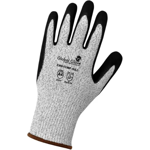 [SF-CR611MF] GLOVE WITH ANSI 4 CUT RESISTANCE WITH GRAY HPPE FIBER T-8 SAFE-FIT CR611MF PACK 12 PAIRS