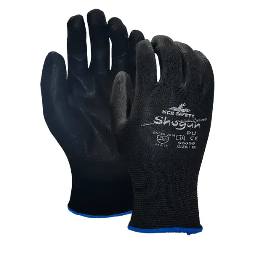 [MCR-96699] DISPOSABLE GLOVE WITH BLACK POLYURETHANE PALM AND FINGERTIP COATING MCR 96699