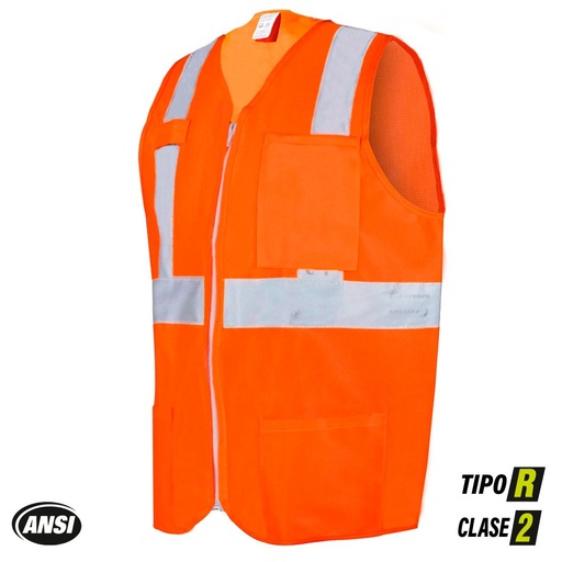[JYR-SR1020ANCR] ORANGE POLYESTER HIGH VISIBILITY VEST T-L JYRSA SR-1020ANCR