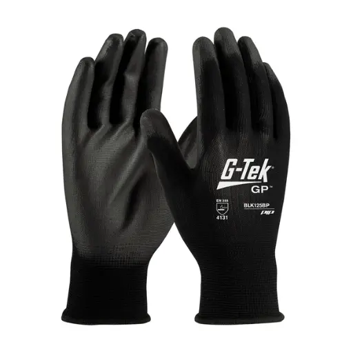 [PIP-BLK125BPMX] G-TEK® BLACK POLYURETHANE COATED POLYESTER GLOVE PIP BLK125BP-MX