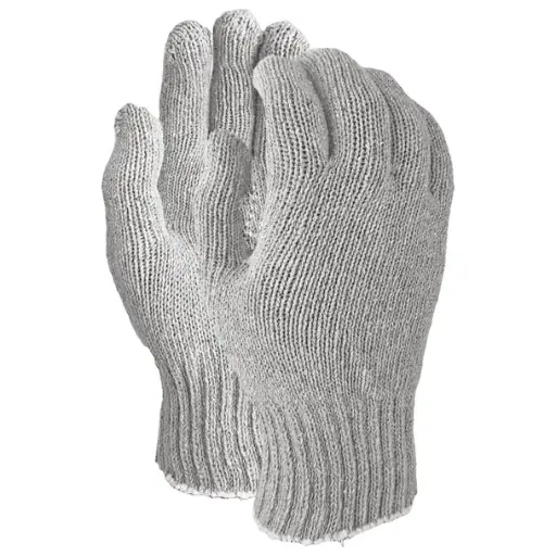 [MCR-9637] Guante Japonés con Puño Tejido Desechable de Algodón/Poliéster Calibre 7 Gris T-L MCR 9637