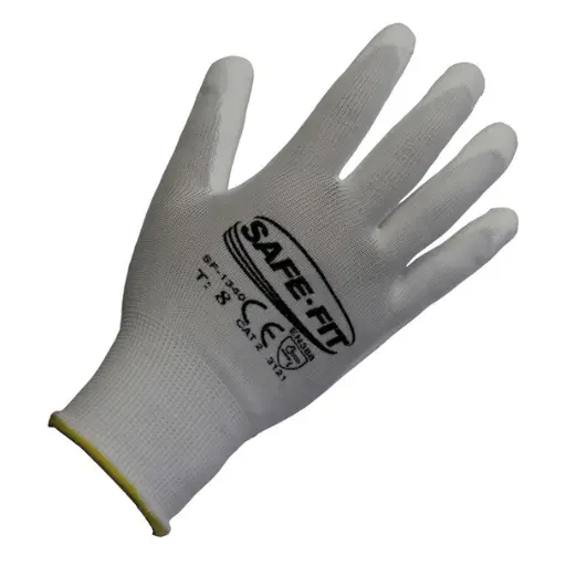 [SF-1340] Guante para Manejo de Piezas Pequeñas con Recubrimiento de Poliuretano Blanco SAFE-FIT 1340