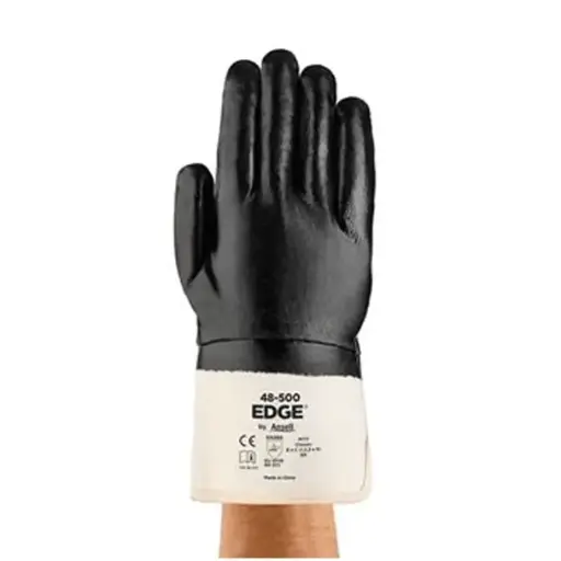 [ANS-48500] Guante Resistente a la Abrasión Repelente a Líquidos y Aceites Nitrilo Negro ANSELL 48-500