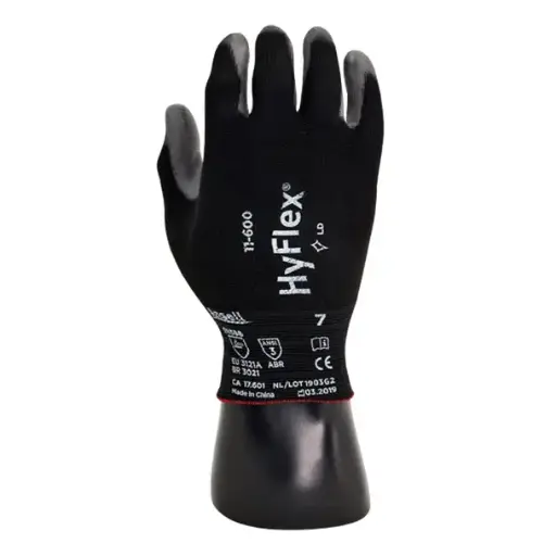 [ANS-11600N] Guante Resistente al Corte A1 de Poliuretano Negro/Gris ANSELL 11-600N