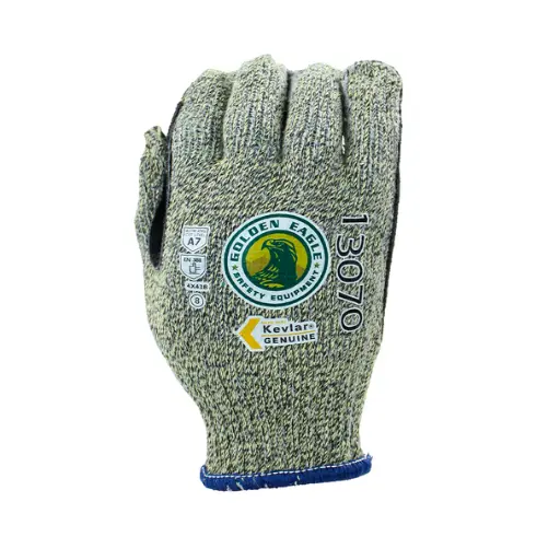 [GE-13070] Guante Resistente al Corte A5 Kevlar® Armor + Algodón con Palma de Carnaza GOLDEN EAGLE 13070